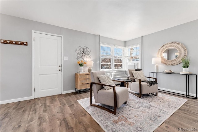 living room with hardwood / wood-style flooring