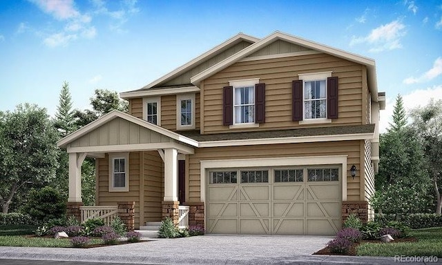 craftsman house with a garage