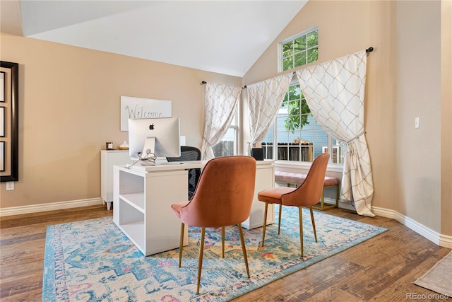 9756 Quay Loop, Broomfield, CO 80021 - office featuring baseboards, wood finished floors, and high vaulted ceiling