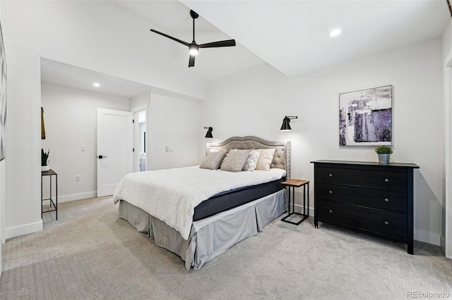 3275 19th St, Boulder, CO 80304 - bedroom with light carpet, baseboards, recessed lighting, and ceiling fan