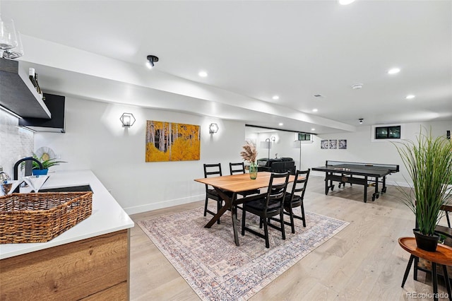 3275 19th St, Boulder, CO 80304 - dining area with light wood-type flooring, recessed lighting, and baseboards