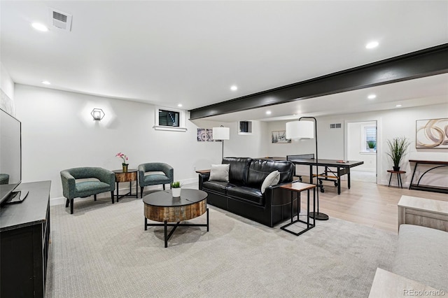 3275 19th St, Boulder, CO 80304 - living area featuring recessed lighting, baseboards, and light wood-type flooring
