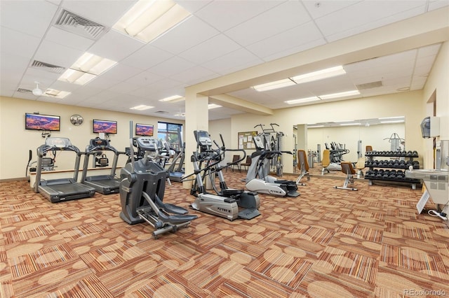 3022 S Wheeling Way Unit 109, Aurora, CO 80014 - workout area with carpet flooring and a drop ceiling