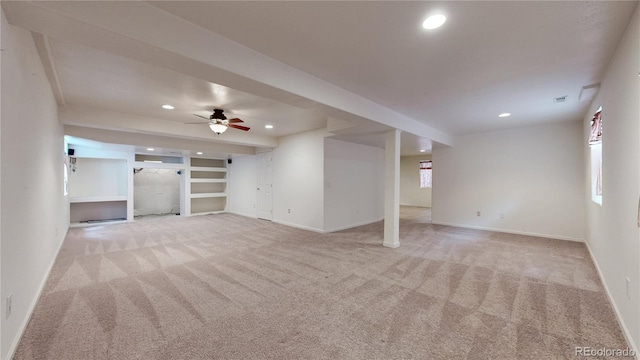 interior space featuring baseboards, carpet, and recessed lighting