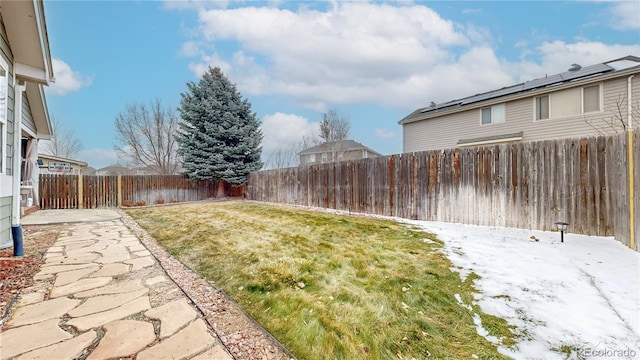 view of yard featuring a fenced backyard