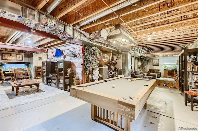 recreation room with concrete floors and pool table