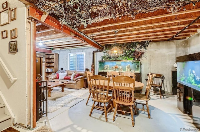 dining area with concrete floors