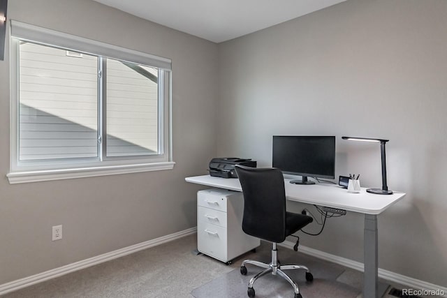 office area with light colored carpet