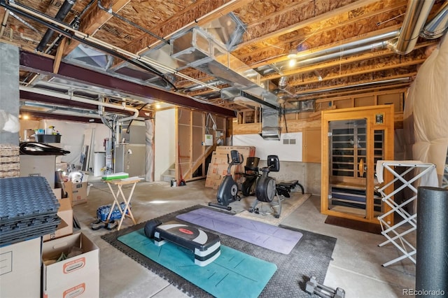 basement with heating unit