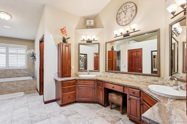 7804 Silverweed Way, Lone Tree, CO 80124 - bathroom with backsplash, double vanity, and a garden tub