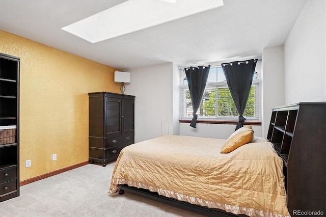 7804 Silverweed Way, Lone Tree, CO 80124 - carpeted bedroom with a skylight, a textured wall, and baseboards