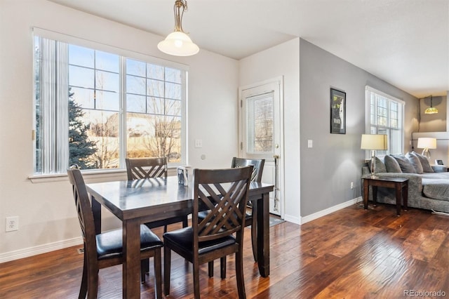 dining area featuring dark hardwood / wood-style floors