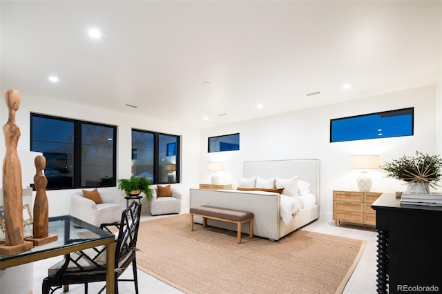 bedroom with recessed lighting