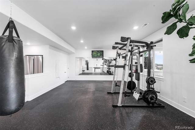 16262 W 95th Ln, Arvada, CO 80007 - workout room with baseboards and recessed lighting