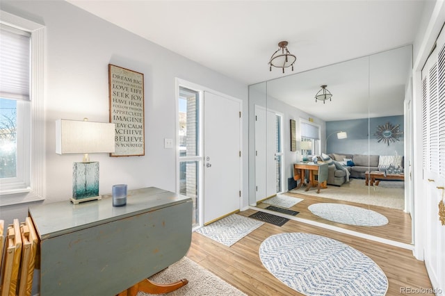 entryway with wood finished floors