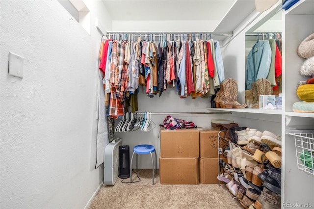 spacious closet with carpet floors