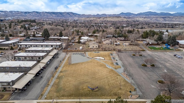 aerial view with a residential view and a mountain view