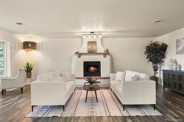 living room with hardwood / wood-style floors