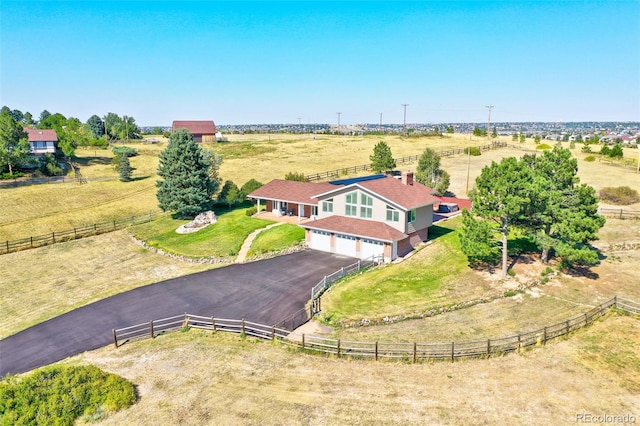 bird's eye view with a rural view