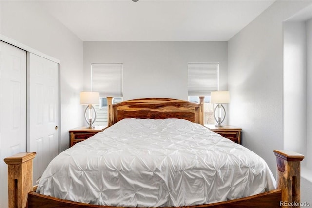 bedroom with a closet and multiple windows