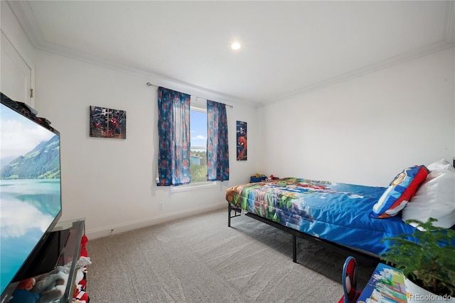 539 W 9th St, Akron, CO 80720 - bedroom featuring ornamental molding, carpet floors, and recessed lighting