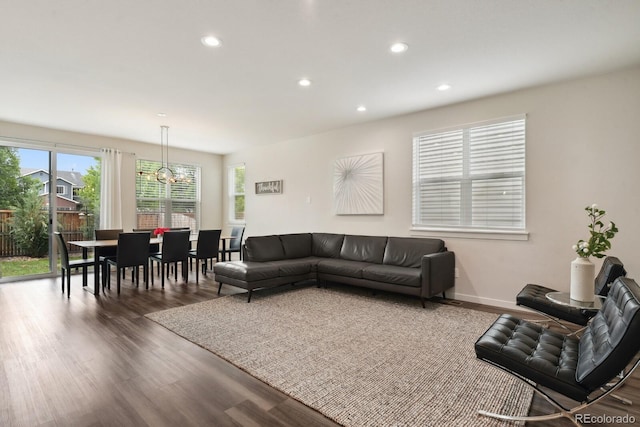 11151 W 53rd Dr, Wheat Ridge, CO 80033 - living area with a chandelier, recessed lighting, and wood finished floors