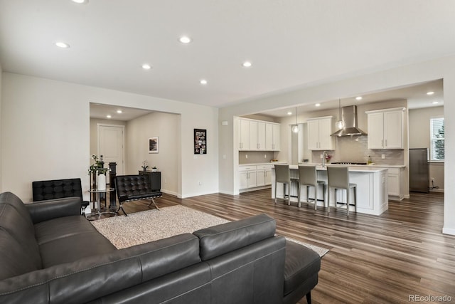 11151 W 53rd Dr, Wheat Ridge, CO 80033 - living room with dark wood-style floors and recessed lighting