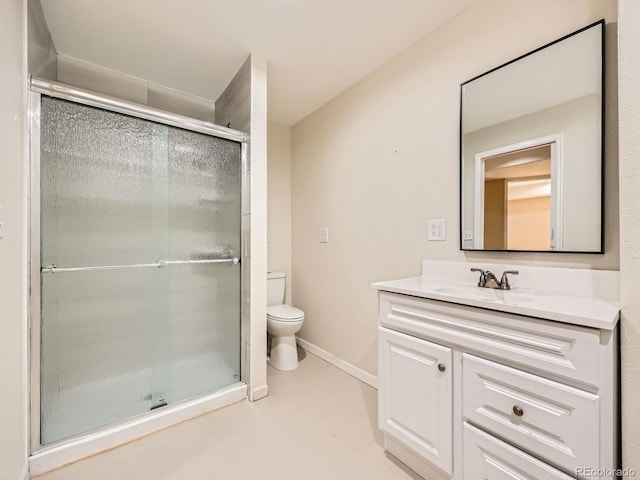 3708 S Lisbon Way, Aurora, CO 80013 - full bathroom with vanity, a shower stall, and tile patterned floors