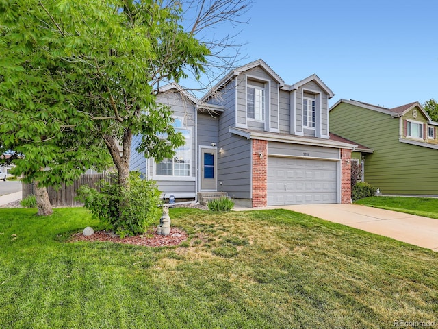 3708 S Lisbon Way, Aurora, CO 80013 - traditional-style house featuring driveway, brick siding, and an attached garage
