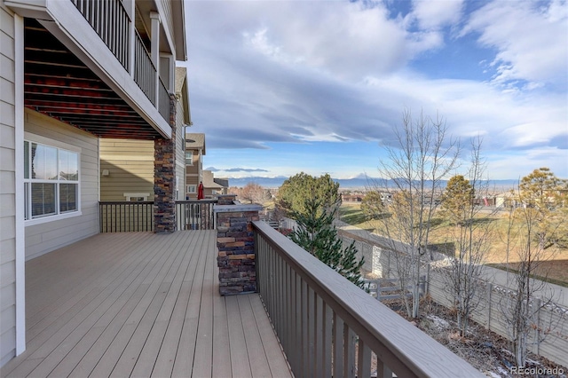 deck featuring a mountain view