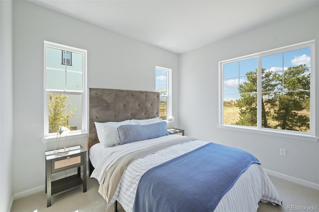 bedroom with baseboards and carpet floors