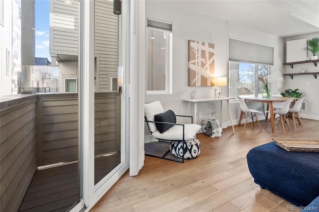 interior space featuring baseboards and hardwood / wood-style flooring