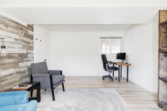 13055 E Dakota Ave, Aurora, CO 80012 - home office featuring wood finished floors and wooden walls
