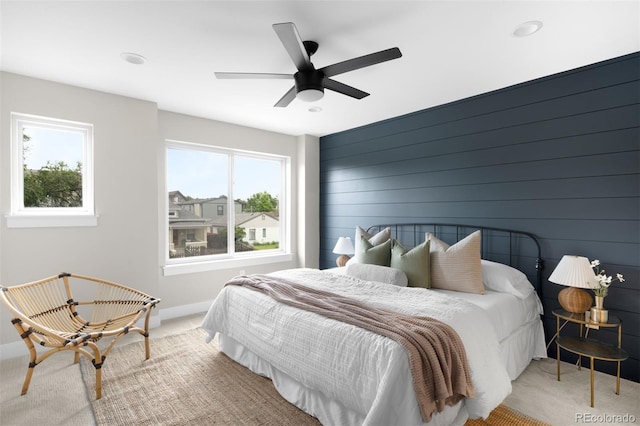 2179 S Bannock St, Denver, CO 80223 - carpeted bedroom featuring multiple windows, baseboards, ceiling fan, and recessed lighting