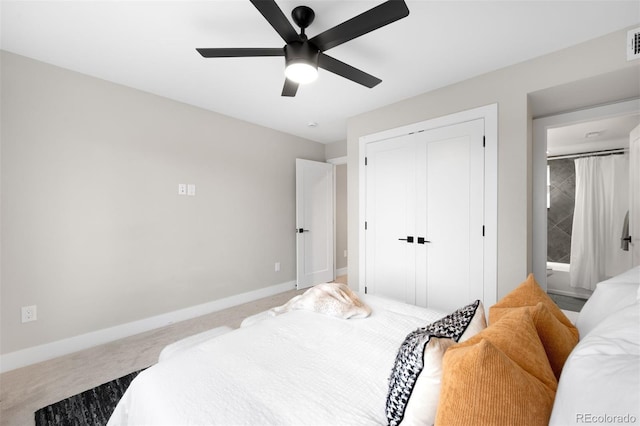 2179 S Bannock St, Denver, CO 80223 - bedroom featuring carpet flooring, a closet, baseboards, and ceiling fan