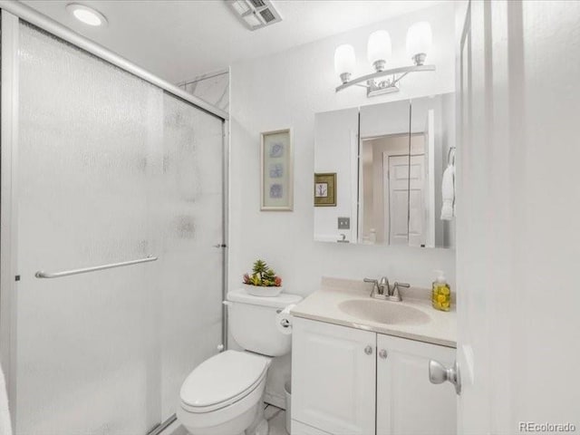 3914 E 116th Pl, Thornton, CO 80233 - full bathroom featuring toilet, vanity, and a shower stall