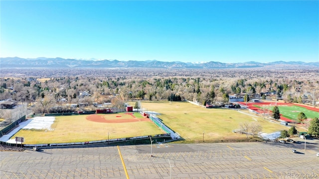 aerial view featuring a mountain view