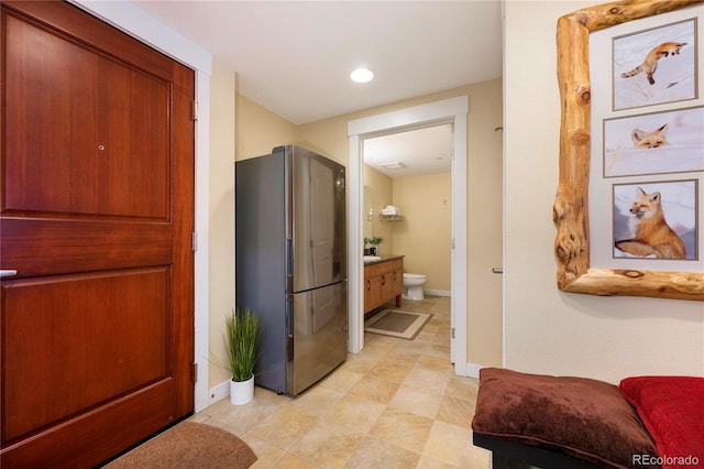 580 Winter Park Dr # 4571-4573, Winter Park, CO 80482 - hallway with light tile patterned floors, baseboards, and recessed lighting