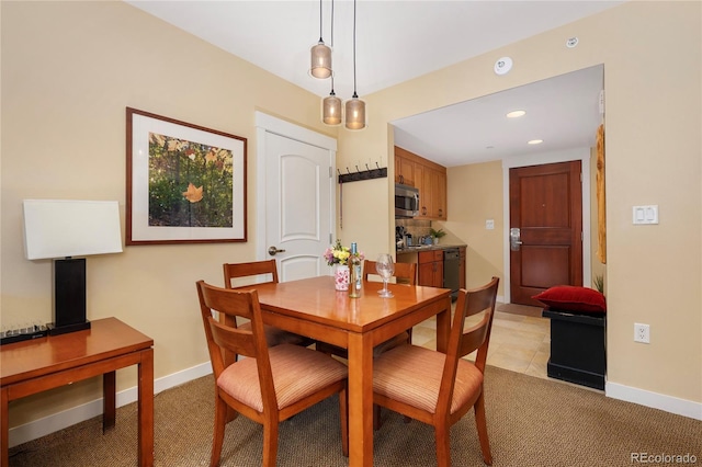 580 Winter Park Dr # 4571-4573, Winter Park, CO 80482 - dining space with recessed lighting, light colored carpet, and baseboards