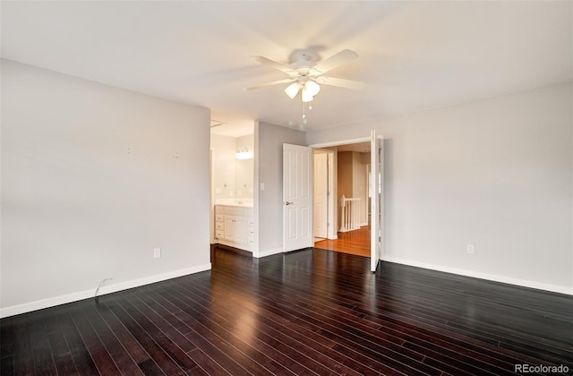 725 Crown Point Dr, Colorado Springs, CO 80906 - unfurnished room featuring ceiling fan, baseboards, and hardwood / wood-style flooring
