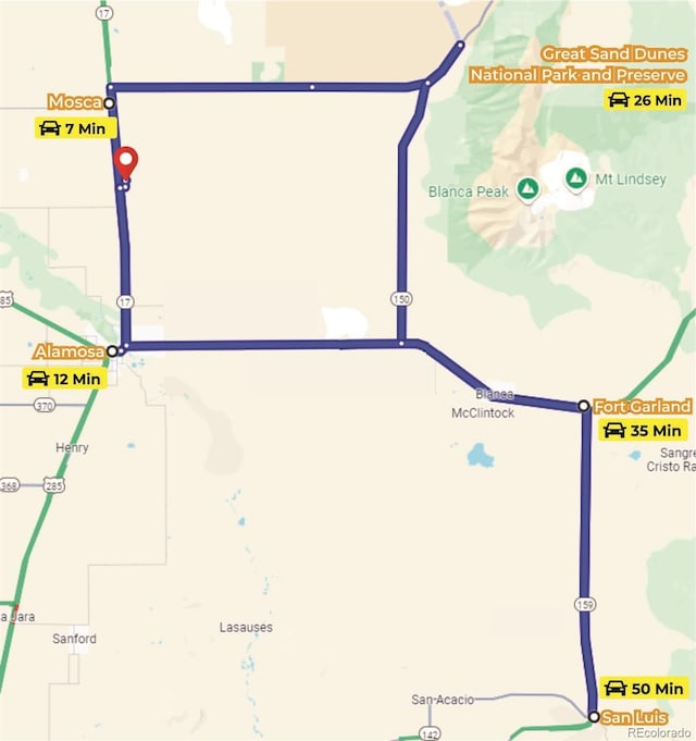 1374 N Rd 110, Mosca, CO 81146 - map / location featuring property boundaries highlighted