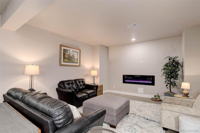 living room featuring carpet flooring