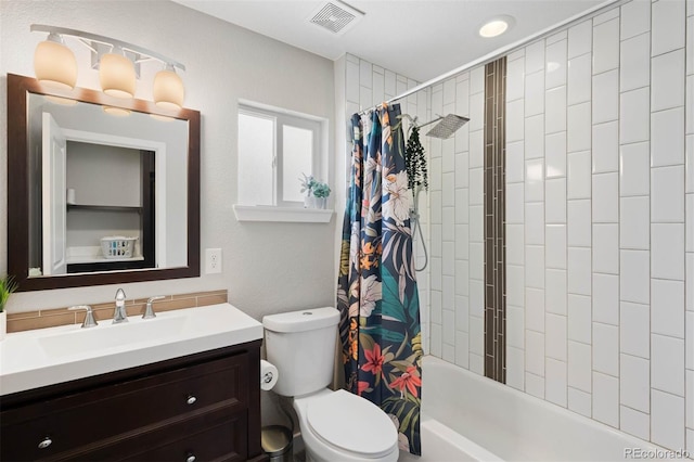 5125 Umatilla St, Denver, CO 80221 - full bathroom with toilet, vanity, and shower / tub combo with curtain