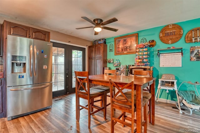 12 Arrawanna St, Colorado Springs, CO 80909 - dining area featuring french doors, a ceiling fan, and light wood-style floors