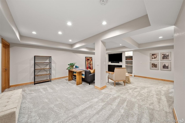 1999 Champions Cir, Castle Rock, CO 80104 - living area with carpet, recessed lighting, and a raised ceiling