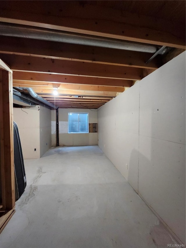 view of unfinished below grade area