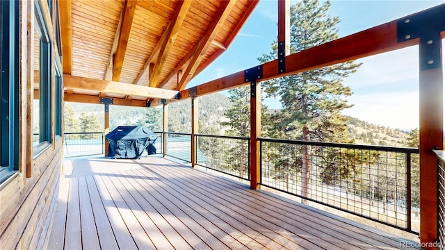 deck with a mountain view