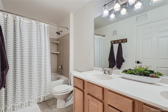 4875 S Balsam Way Unit 6-202, Littleton, CO 80123 - full bath featuring double vanity, tile patterned floors, and shower / tub combo with curtain
