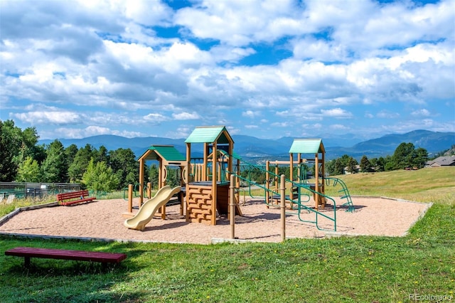 23655 Currant Dr, Golden, CO 80401 - community play area with a mountain view and a yard