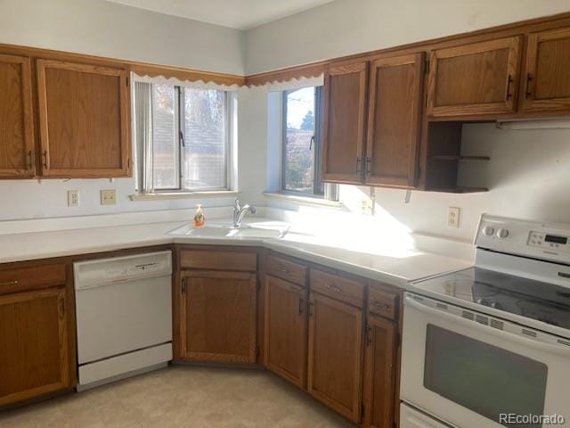 kitchen with white appliances and sink